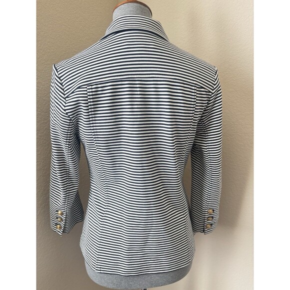 Cabi Size Small Blue Striped Double Breasted Blazer Jacket, Style #823 - Picture 7 of 9